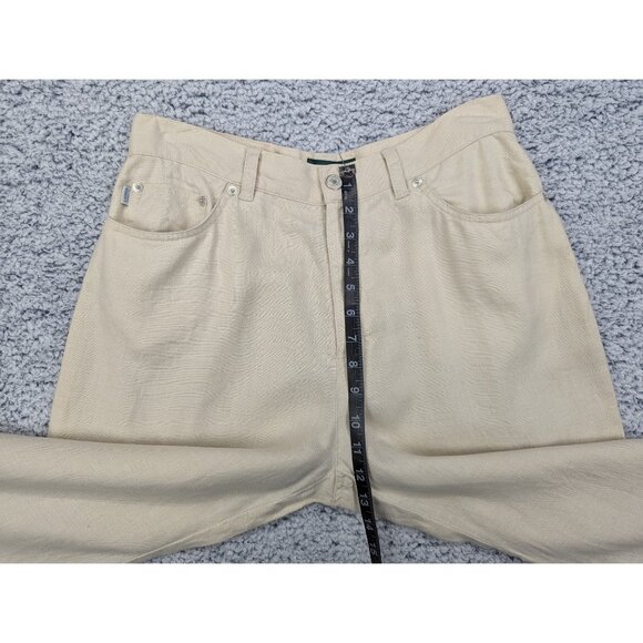 Lauren Ralph Lauren 100% Linen Wide Leg Capris Size 10 Boho Beach Travel Beige - Picture 14 of 16